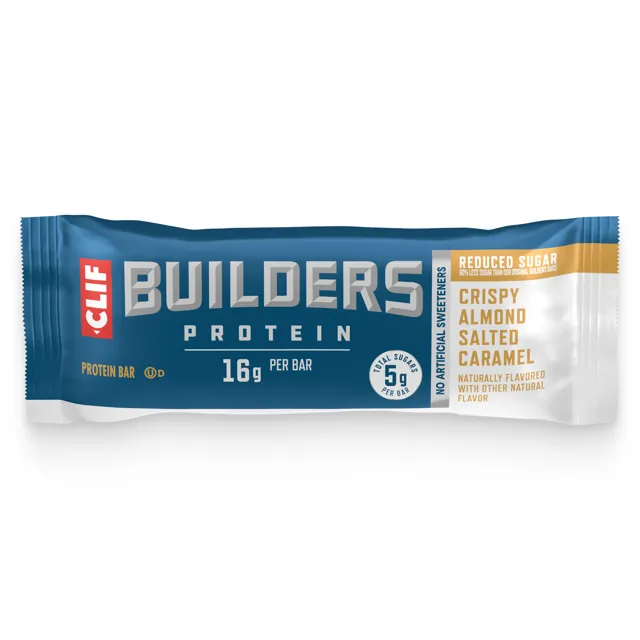 CLIF BUILDERS Crispy Almond Salted Caramel Protein Bar, Reduced Sugar