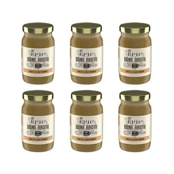EPIC Homestyle Savory Chicken Bone Broth (6) 14OZ Jars