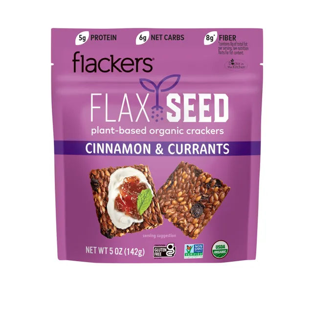 Flackers Cinnamon & Currants Flaxseed Crackers