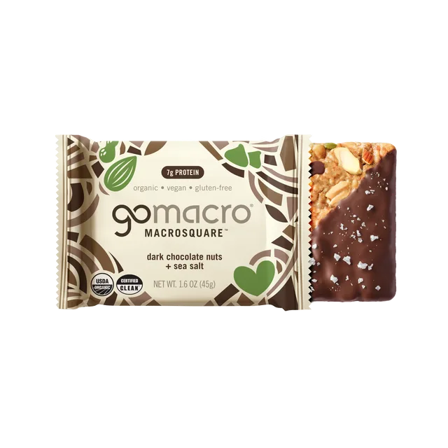 GoMacro Dark Chocolate Nuts + Sea Salt MacroSquare