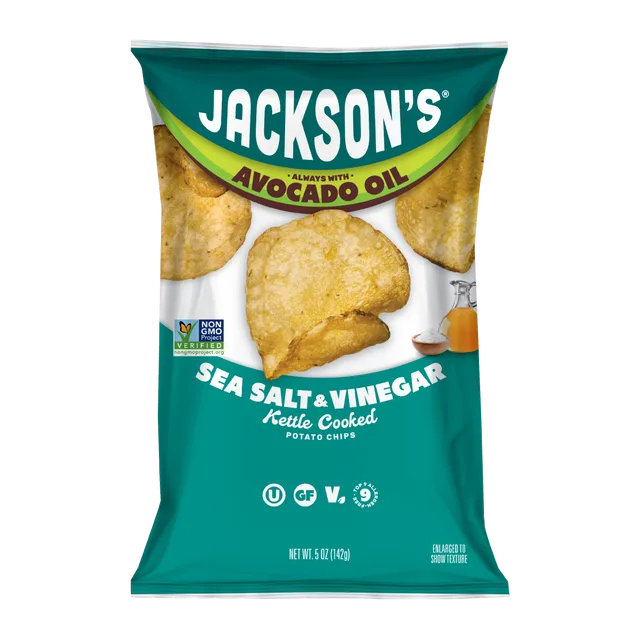 Jackson's Sea Salt & Vinegar Kettle Chips in Avocado Oil 5oz
