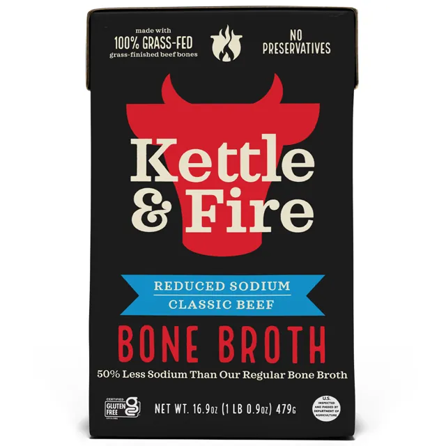 Kettle & Fire Reduced Sodium Beef Bone Broth - 16.9 oz