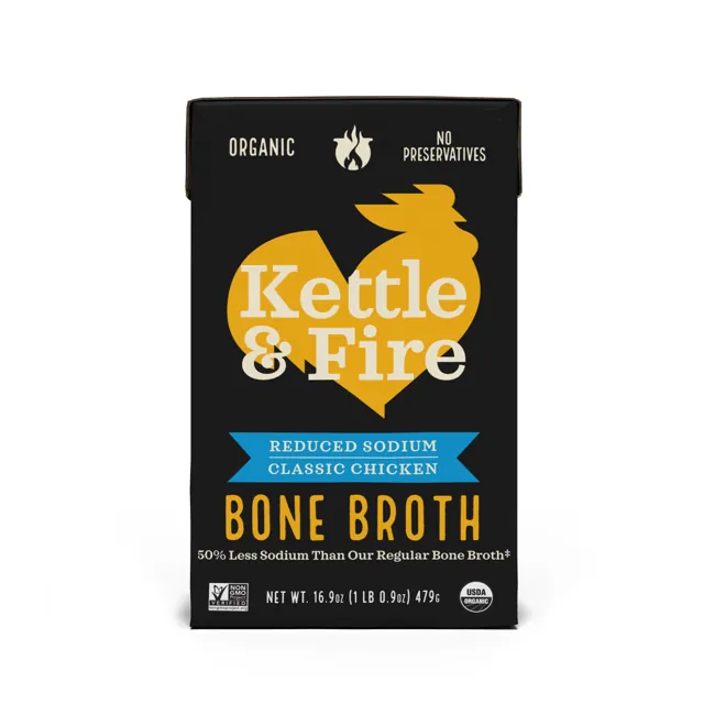 Kettle & Fire Reduced Sodium Chicken Bone Broth - 16.9 oz