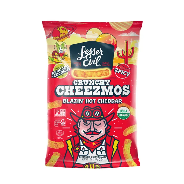 LesserEvil Blazin' Hot Cheddar Cheezmos