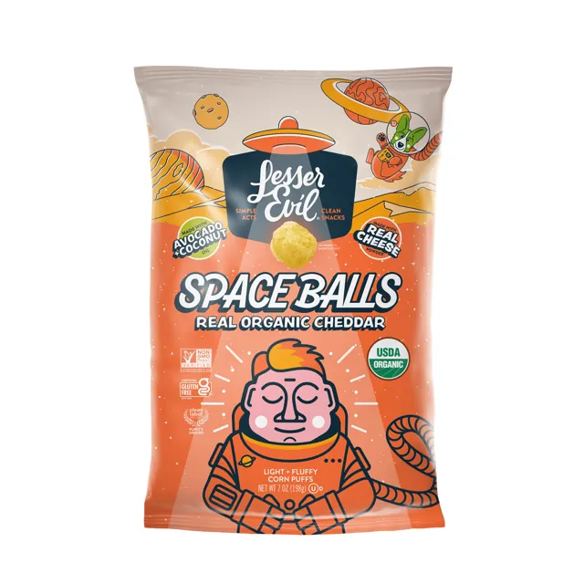 LesserEvil Real Organic Cheddar Space Balls