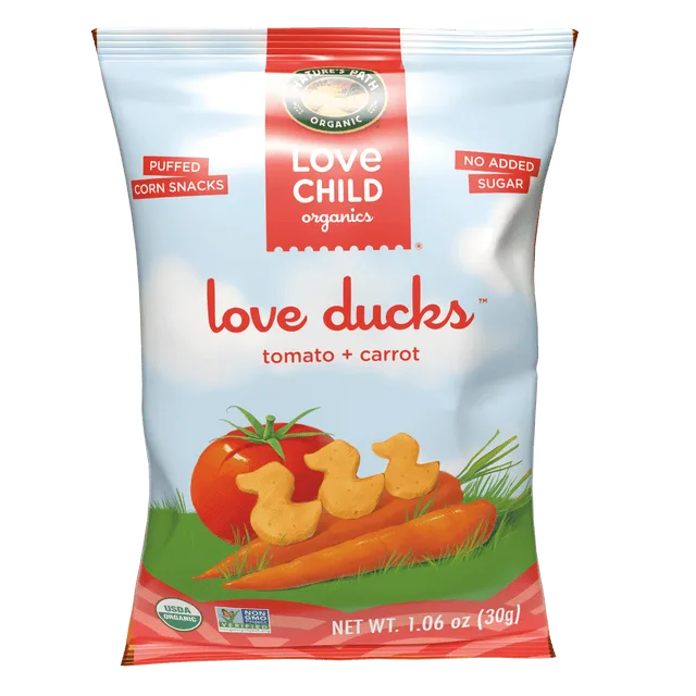 Love Child Organics Love Child Organics Love Ducks Tomato + Carrot Gluten Free Corn Snacks