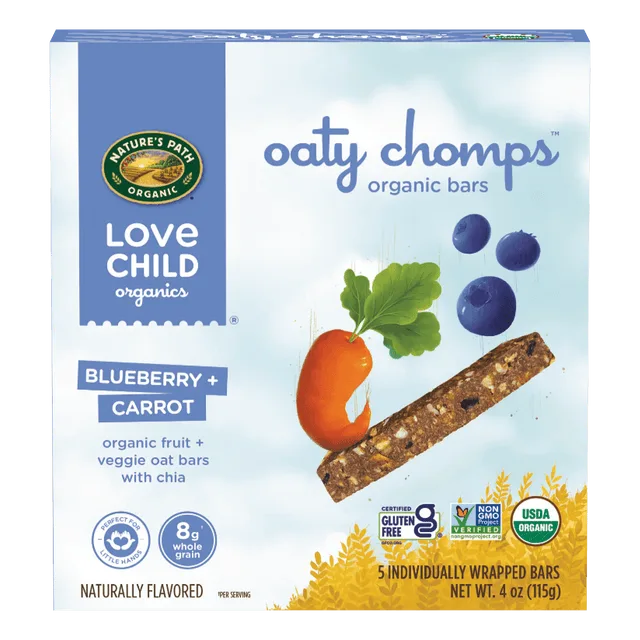 Love Child Organics Love Child Organics Oaty Chomps Blueberry + Carrot Gluten Free Snack Bars