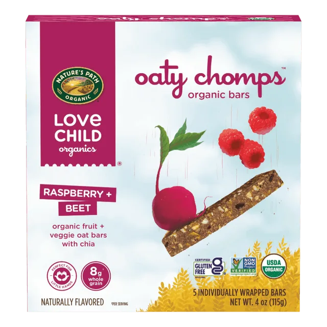Love Child Organics Love Child Organics Oaty Chomps Raspberry + Beet Gluten Free Snack Bars
