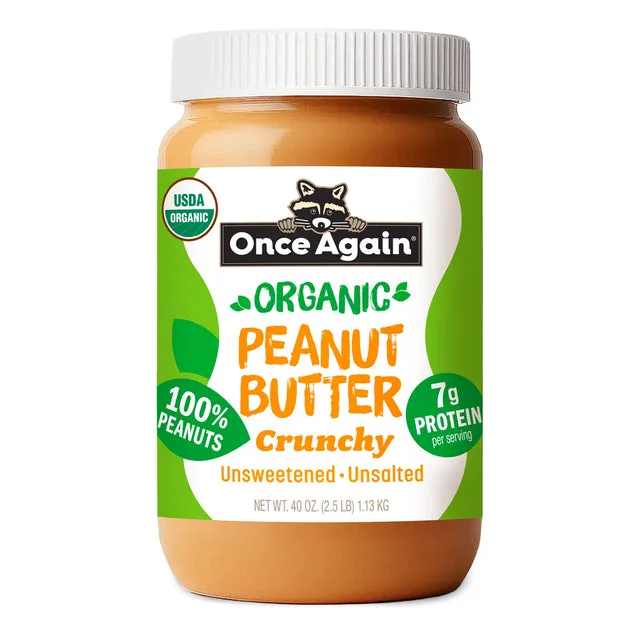 Once Again Crunchy Organic Peanut Butter - Unsalted - 40oz Jar