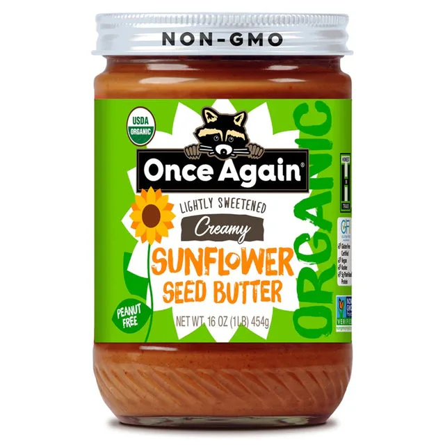 Once Again Organic Sunflower Butter - Lightly Salted & Sweetened - 16oz Glass Jar