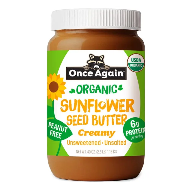 Once Again Organic Sunflower Butter - Salt Free, Unsweetened - 40oz Jar