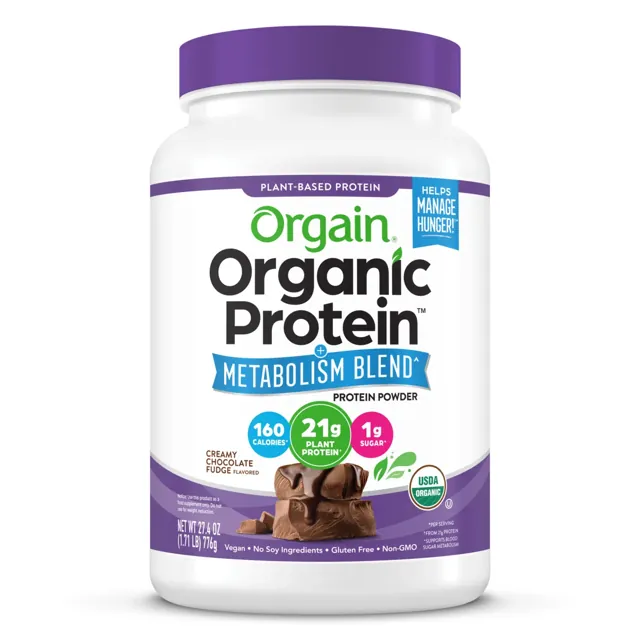 Orgain Organic Protein Powder + Metabolism Blend Creamy Chocolate Fudge