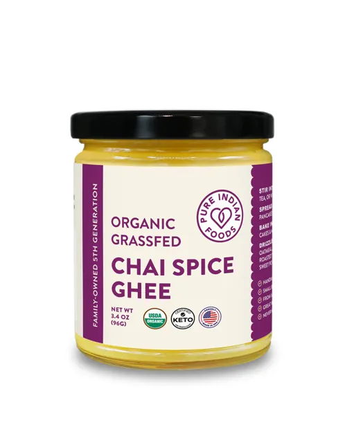 Pure Indian Foods Chai Spice Ghee, Grassfed & Certified Organic - 3.4 oz