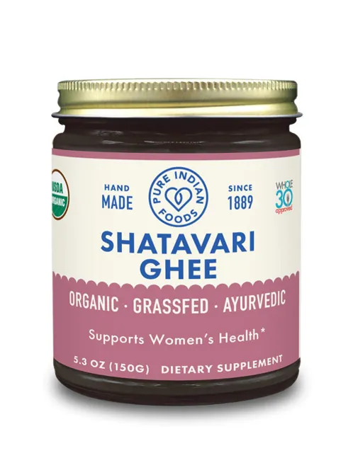 Pure Indian Foods Shatavari Ghee 5.3 oz, Certified Organic
