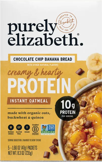 Purely Elizabeth Chocolate Chip Banana Bread Instant Protein Oatmeal