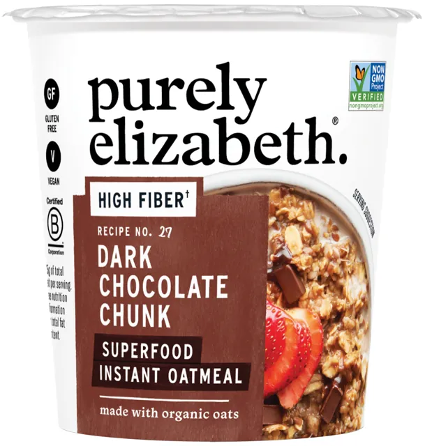 Purely Elizabeth Dark Chocolate Chunk Superfood Oat Cup with Prebiotic Fiber
