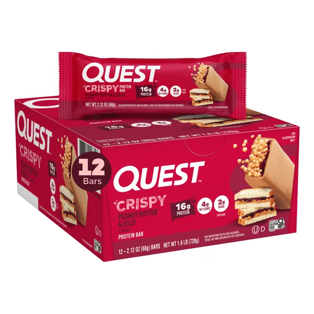 Quest Nutrition Peanut Butter & Jelly Crispy Hero Protein Bars